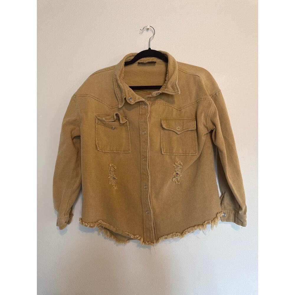 Project 28 Denim Jacket - Camel Distressed M